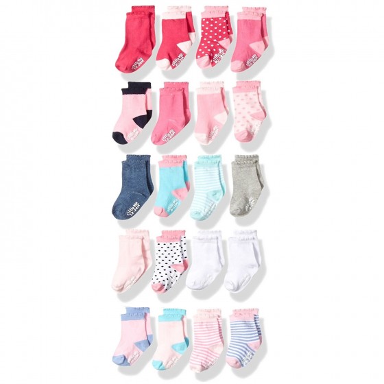 Little Me Baby Girls' 20 Pack Anklet Socks, Assorted, 0-12 Months/ 12-24 Months