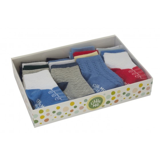 Little Me Baby Boys' 20 Pack Textured Socks in Boxed Set, Assorted; 0-12 Months/ 12-24 Months