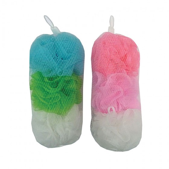 Mesh Bath Sponge with 2-Toned Twisted Cord