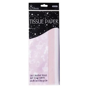 8 CT. Baby Print Tissue Paper; 2 Sheets Assorted