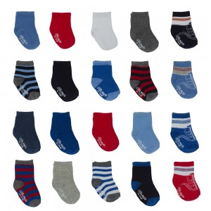Little Me Baby Boys' 20 Pack Flat Knit Socks in Boxed Set, Assorted; 0-12 Months/ 12-24 Months