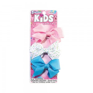 3pc Snap Barrettes with Fabric Bow