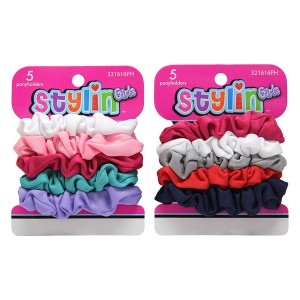5pc Solid Knit Fabric Ponyholders