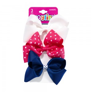 3pc Small Bow Salon Clips with Polka Dots