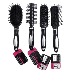 1pc Assorted Brush Pack: 1 Skinny Round, 1 Oval Cushion, 1 Square Vent Brush & 1 Square Non Vented  