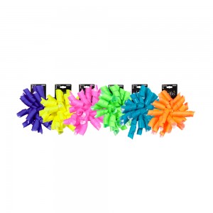 Neon Matte Curly Swirl Bows; 6 Bows Assorted