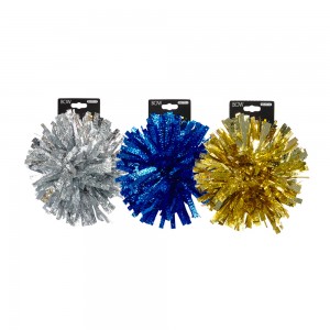1pc Embossed 5" Fireworks Tinsel Bow; 3 Bows Assorted